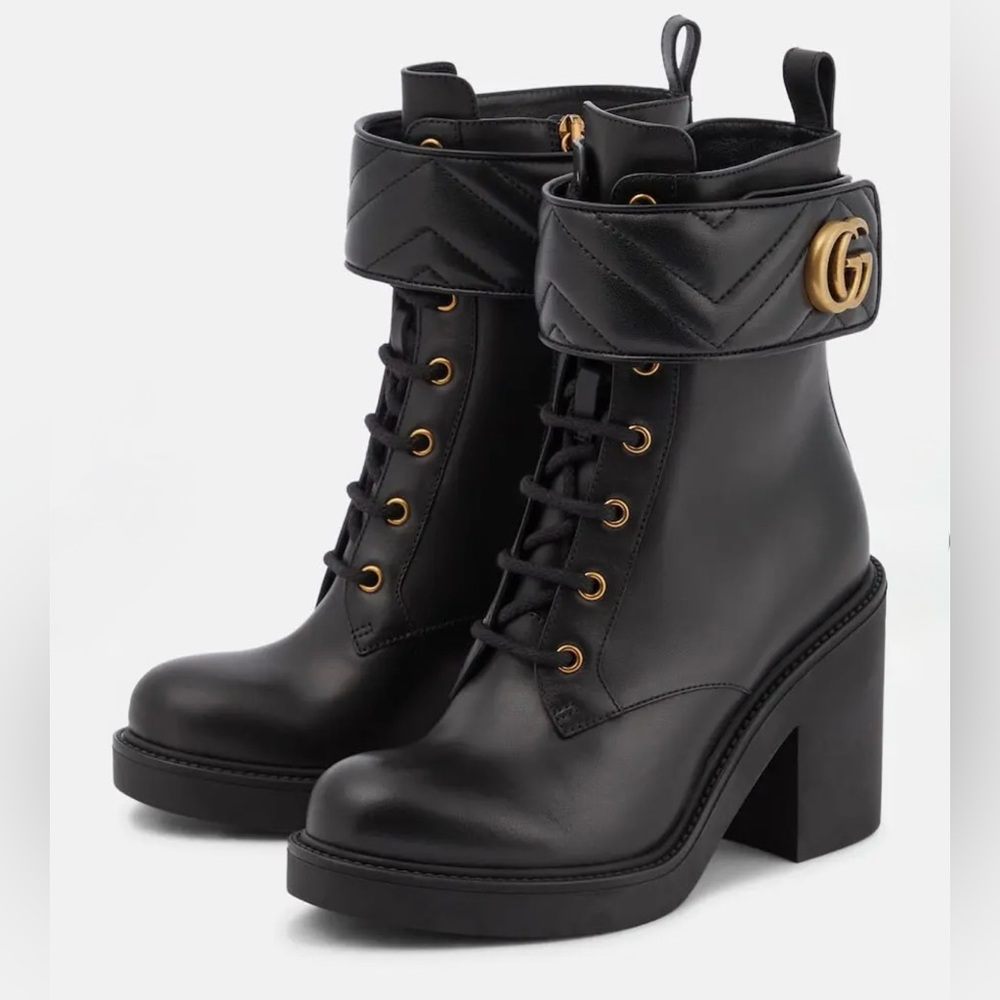 Gucci Gg Leather Ankle Boots Size 40 🔥